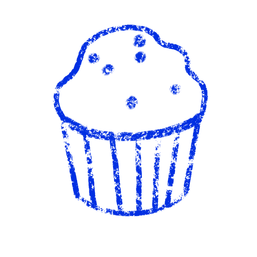 Illustration d'un muffin pour demain boulangerie version bleue